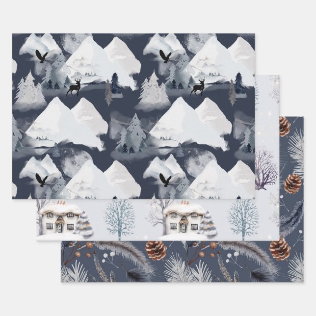 Festive Winter Wrapping Paper Sheet (Set)