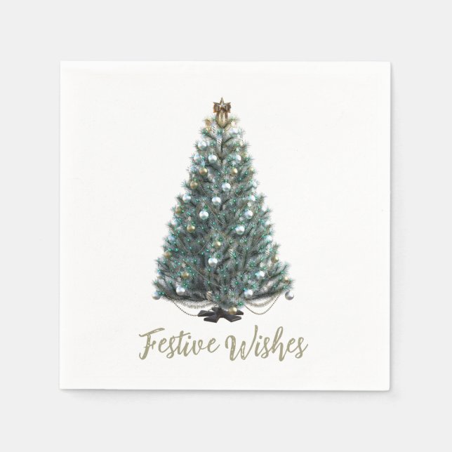 Festive Wishes. Christmas tree design Napkin (Front)