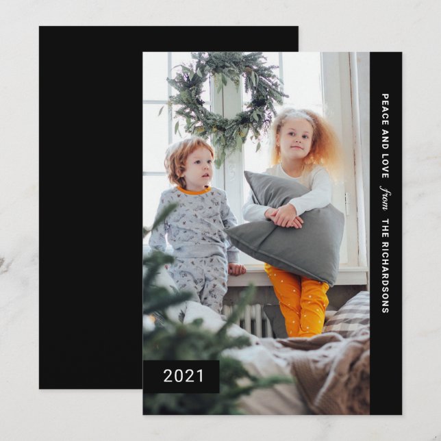 Festive Wishes | Modern One Photo Holiday Card (Front/Back)