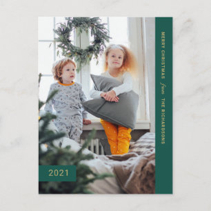 Festive Wishes Modern One Photo Holiday Postcard