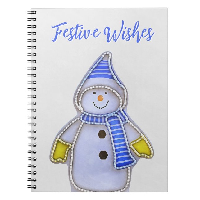 Festive Wishes. Snowman design Notebook (Front)