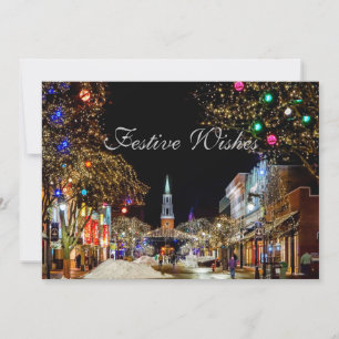 Festive Wishes Text Quote With White Text Holiday Card