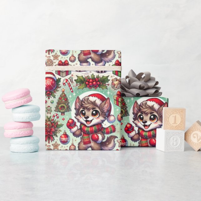 Festive Wolfman Wrapping Paper (Baby Shower)