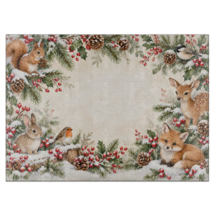 Festive Woodland Winter Cutting Board