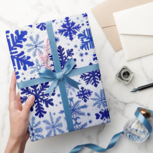 Festive Wrap Wonderland 'Royal Blue Snowflakes' Wrapping Paper