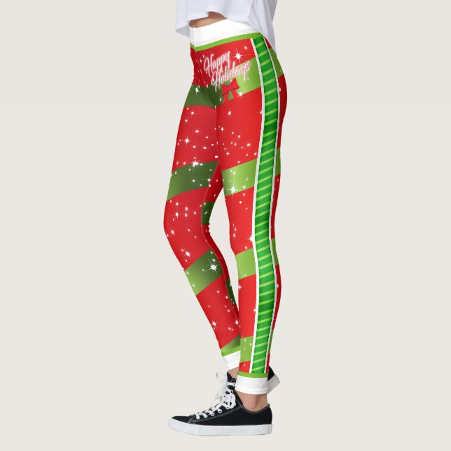 Festive WRAPPED UP FOR YOU in HOLIDAY RIBBONS Leggings (Left)
