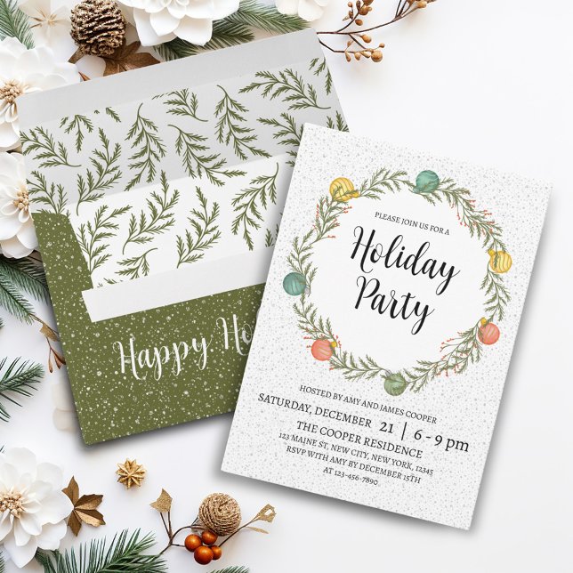 Festive Wreath Christmas Holiday Party Invitation (Creator Uploaded)