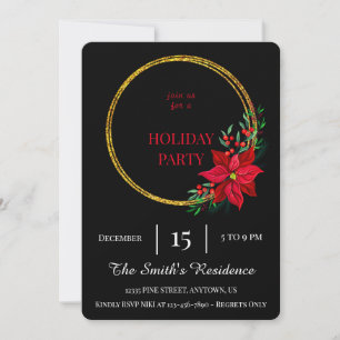 Festive Wreath Holiday Party Cute Elegant Invitation