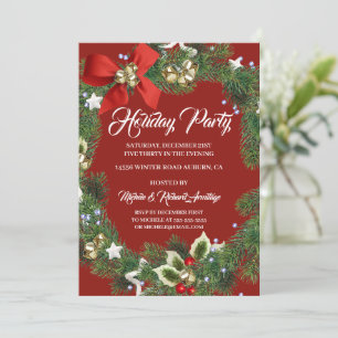Festive Wreath Holiday Party Invitation