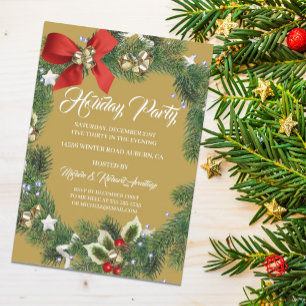 Festive Wreath Holiday Party Invitation