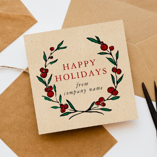 Festive Wreath Merry Christmas Happy Holiday Card