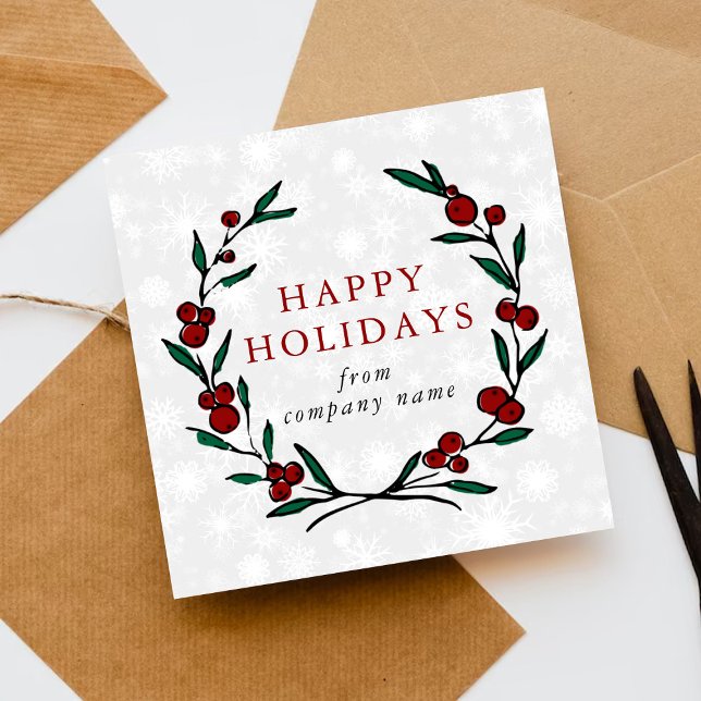 Festive Wreath Merry Christmas Happy Holiday Card (Creator Uploaded)