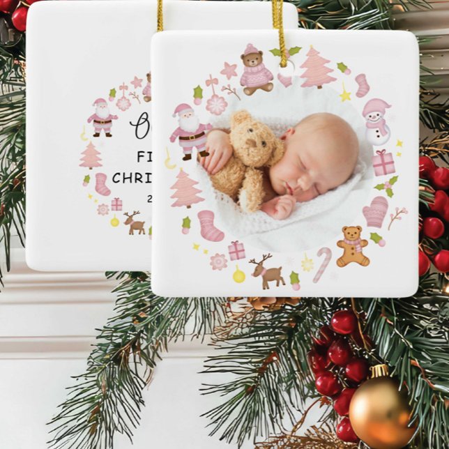 Festive Wreath Photo Christmas Ornament (Creator Uploaded)