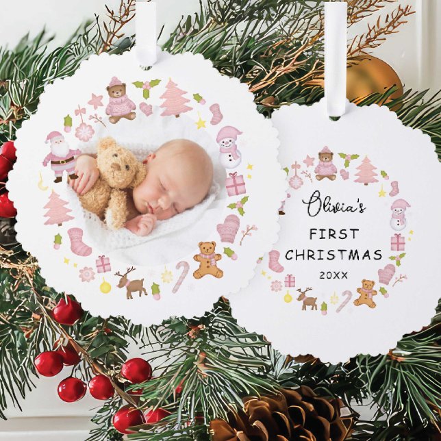 Festive Wreath Photo Christmas Ornament (Creator Uploaded)