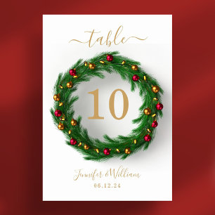 Festive Wreath Xmas Holiday Wedding Table Number