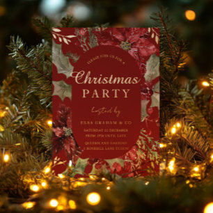 Festive Xmas Floral Christmas Party Golden