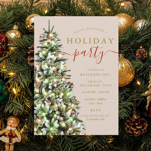Festive Xmas Tree Corporate Holiday Champagne  Invitation