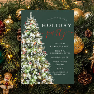 Festive Xmas Tree Corporate Holiday Party Green  Invitation