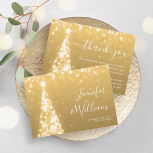 Festive Xmas Tree Gold Wedding Thank You Card