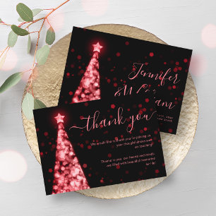 Festive Xmas Tree Red Black Wedding Thank You Card
