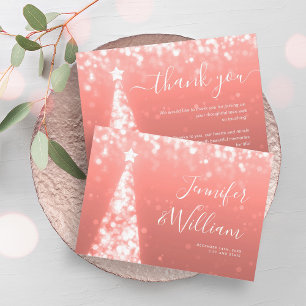 Festive Xmas Tree Rose Gold Wedding Thank You Enclosure Card