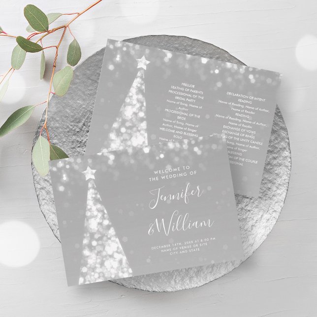 Festive Xmas Tree Silver Wedding Program Invitation (Festive Xmas Tree Silver Wedding Program)