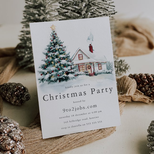 Festive Xmas Tree & Snow Corporate Christmas Party Invitation (Creator Uploaded)