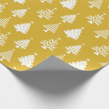Festive Yellow and White Christmas Tree Pattern