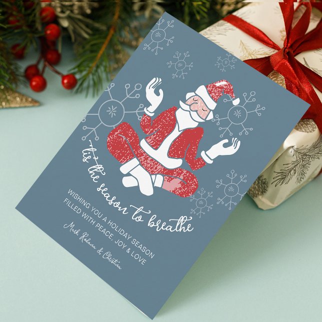 Festive Yoga Santa Season to Breathe Holiday Card (Festive Yoga Santa Season to Breathe Holiday Card)