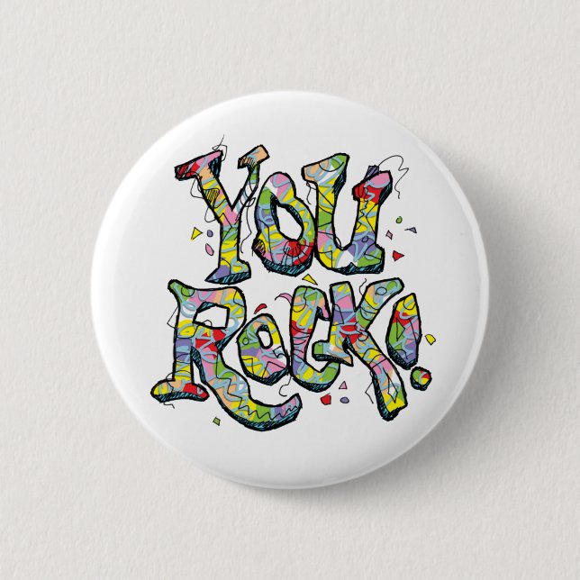 Festive "You Rock!" Lettering Button (Front)