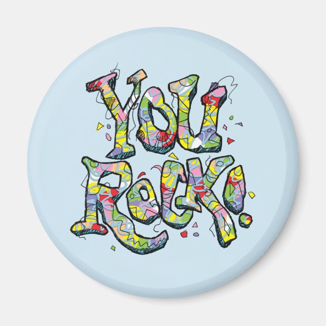 Festive "You Rock!" Lettering Magnet (Front)
