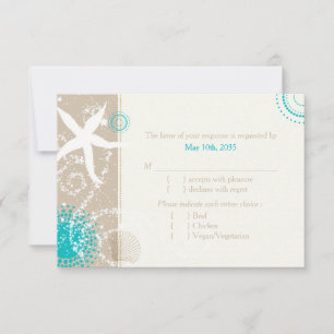 Festively Chic Beach Wedding Menu Choice RSVP
