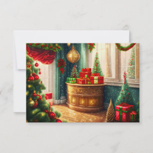 Festively decorated room, tradit. Christmas Party Invitation
