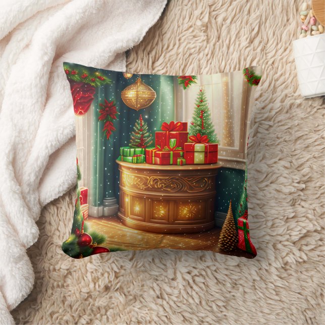 Festively decorated room, traditional Christmas  Cushion (Blanket)