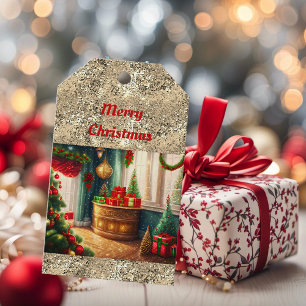 Festively decorated room, traditional Christmas  Gift Tags