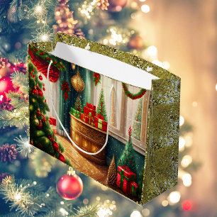 Festively decorated room, traditional Christmas Large Gift Bag