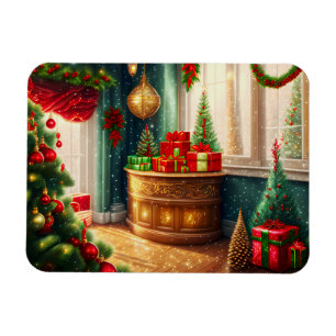 Festively decorated room, traditional Christmas Magnet