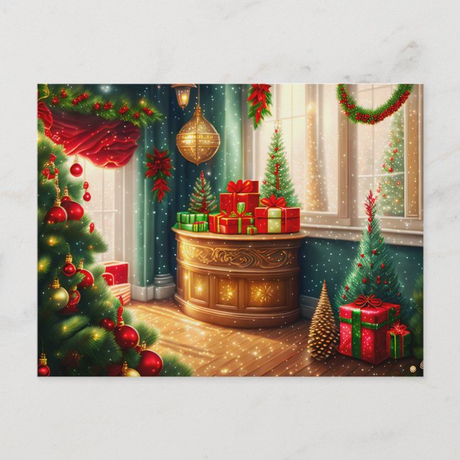 Festively decorated room, traditional Christmas  Postcard (Front)