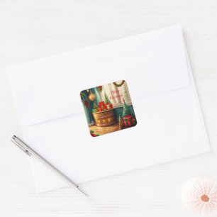 Festively decorated room, traditional Christmas  Square Sticker