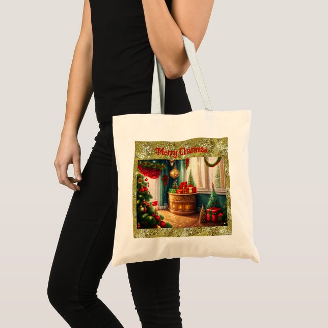 Festively decorated room, traditional Christmas  Tote Bag (Front (Product))