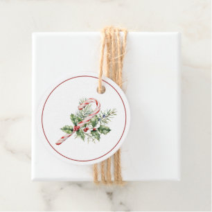 Festove Red & White Candy Cane Christmas Gift Tag