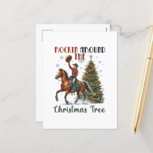 Festuive Christmas cowboy add message Holiday Postcard