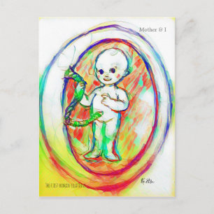 fetal baby body colorful design postcard