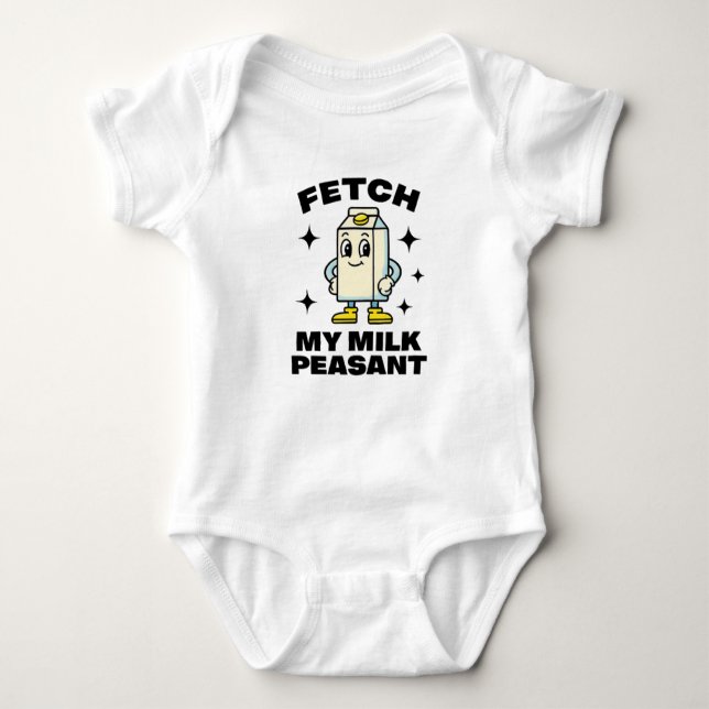Fetch My Milk Peasant- Baby Grow Baby Bodysuit (Front)