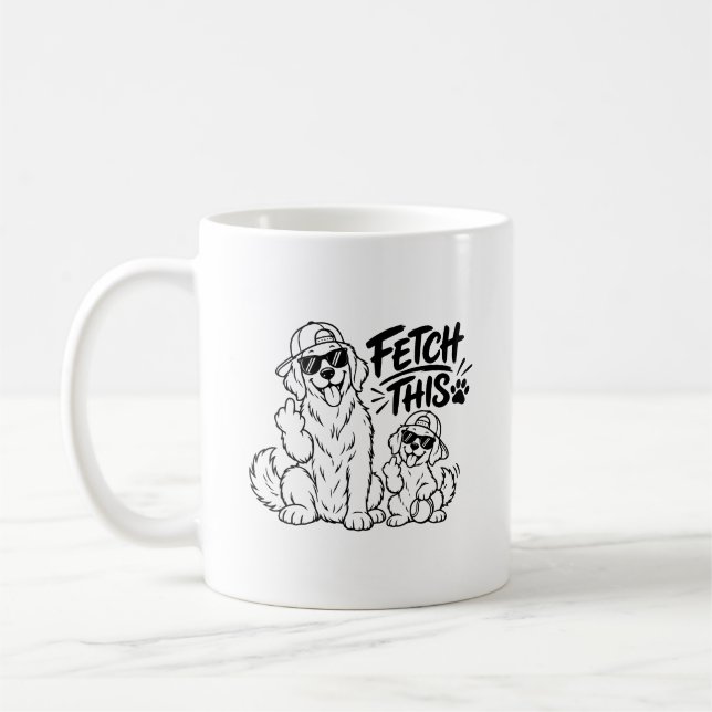FETCH THIS Funny Dog Dad Gift Funny Dog Lover Pupp Coffee Mug (Left)
