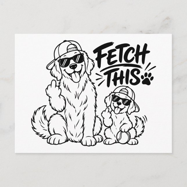 FETCH THIS Funny Dog Dad Gift Funny Dog Lover Pupp Postcard (Front)