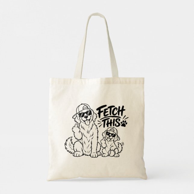 FETCH THIS Funny Dog Dad Gift Funny Dog Lover Pupp Tote Bag (Back)