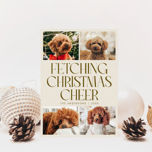 Fetching Christmas Cheer Dog Photo Cream Holiday Card