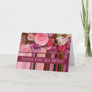 Fête des Mères french Roses & stripes Mother's Day Card