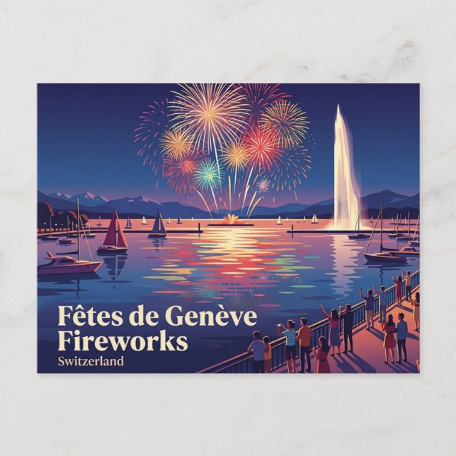 Fêtes de Genève Fireworks Switzerland Postcard (Front)